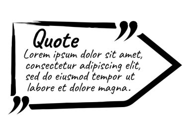 Alıntı boş metin simgesi ve etiket kümesi. Not, mesaj, yorum için şablon. Vektör çizim.