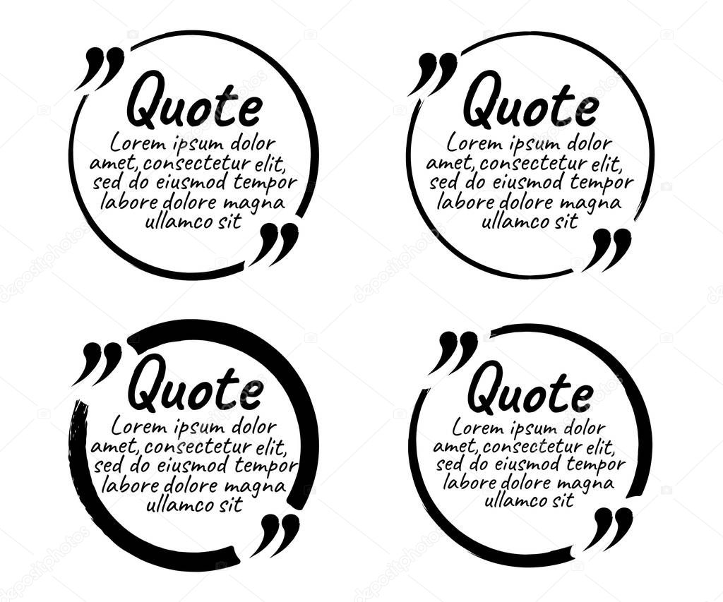 Set of Quote Blank with Text Icon and Label. Template for note,message, comment. Vector Illustration.