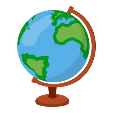 Küre. Okul malzemeleri simgesi ve Logo. İzole tasarım öğesi. Çizgi film illüstrasyon vektör.