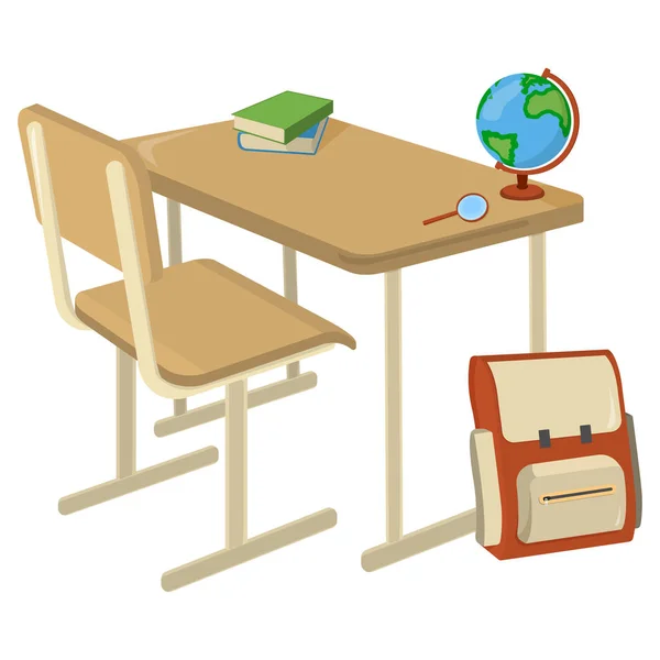 School Desk School Supplies Icon Logo Isolated Design Element Vector — Stock Vector