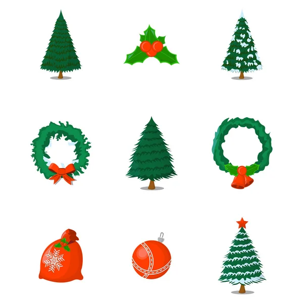 Set Xmas Isolated Icon Карикатурный Стиль Векторная Иллюстрация Рождество — стоковый вектор