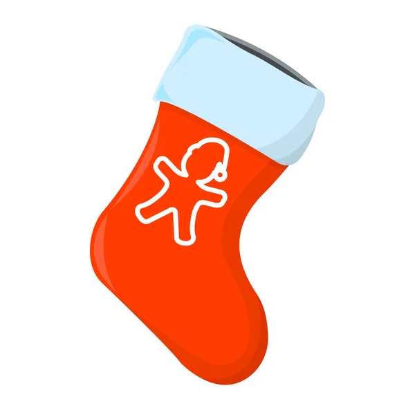 Sock Xmas Isolated Icon Cartoon Style Vector Illustration Christmas Day — Stock Vector