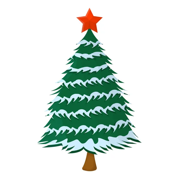 Изолированная Иконка Дерева Xmas Карикатурный Стиль Векторная Иллюстрация Рождество — стоковый вектор