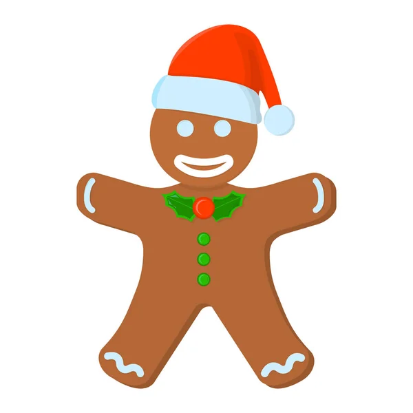 Gingerbread Man Xmas Ícone Isolado Estilo Dos Desenhos Animados Ilustração — Vetor de Stock