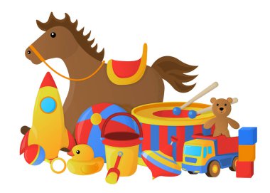 Çocuk oyuncak simge kavramı. Karikatür tarzı. Vektör çizim.