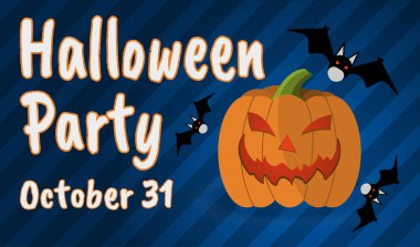 Mutlu Cadılar Bayramı partisi tebrik kartı. Mutlu Cadılar Bayramı afiş ve poster. Vektör çizim.