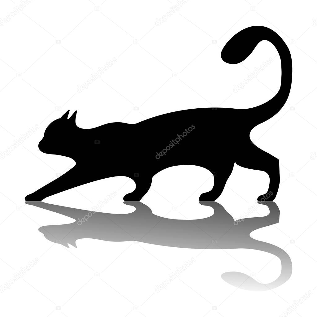 Black Cat logo. Vintage cat silhouette on white background. Vector illustration.
