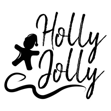 Holly Jolly kartı ve hat Yeni Yılınız kutlu olsun. Selamlar, tebrikler için şablon yeni eve taşınma partisi afişleri, davetiyeler, Fotoğraf bindirmeleri. Vektör çizim.