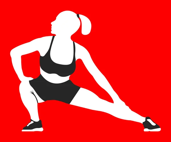 Vrouw Fit Pose Logo en pictogram. Sport silhouet label voor Web op achtergrond. Eenvoudige vectorillustratie — Stockvector