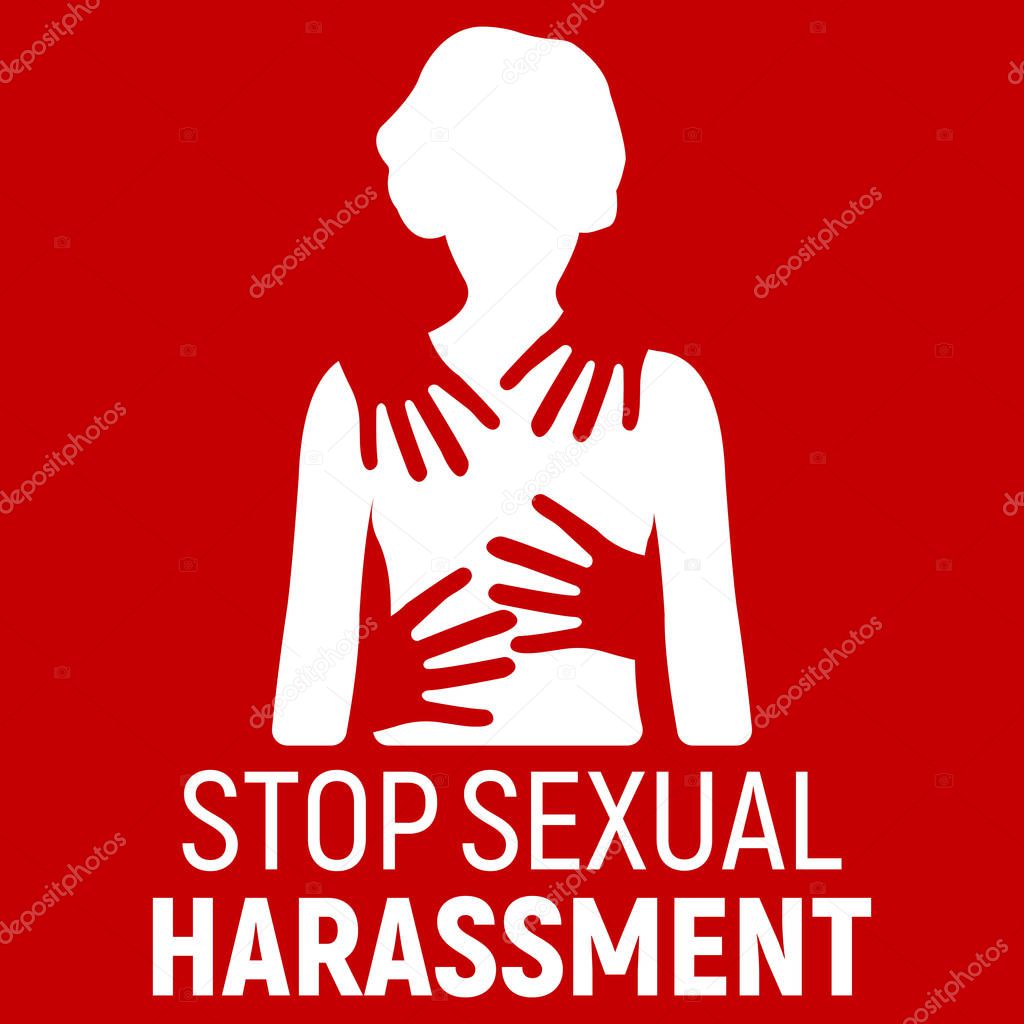Stop Sexual Harassment Banner. Gender equality Label and Logo. Logo Vector Illustration