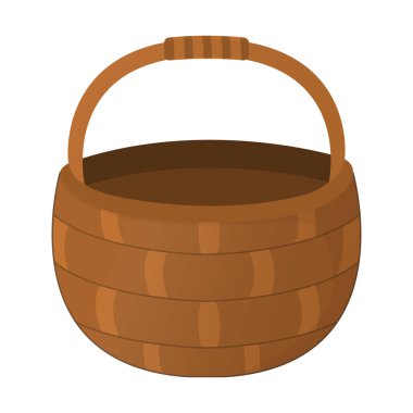 Sepet simgesi. Beyaz arka plan üzerinde piknik etiket. Karikatür tarzı. Vektör çizim