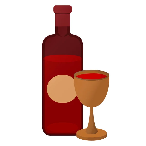 Pictogram voor wijn en glas. Snelle daglabel op witte achtergrond. Cartoon stijl. Vectorillustratie — Stockvector