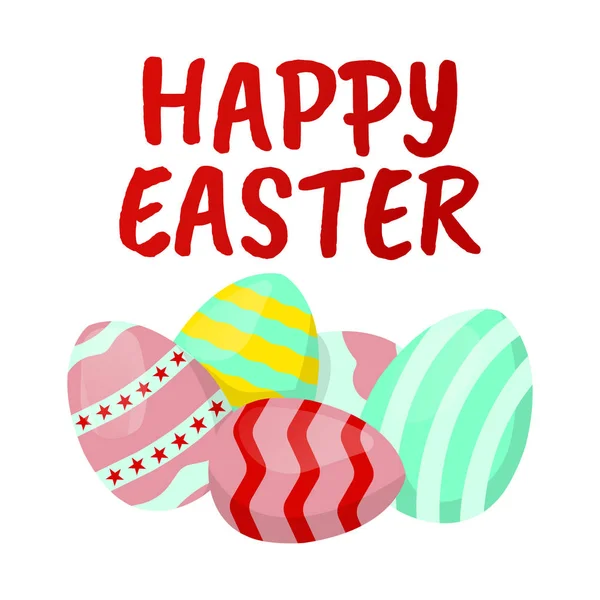 Feliz icono de Pascua. Etiqueta de Pascua sobre fondo blanco. Estilo de dibujos animados. Ilustración vectorial — Vector de stock