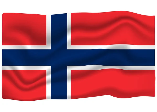 노르웨이 국기 아이콘입니다. 국기 배너입니다. 만화 벡터 일러스트 — 스톡 벡터