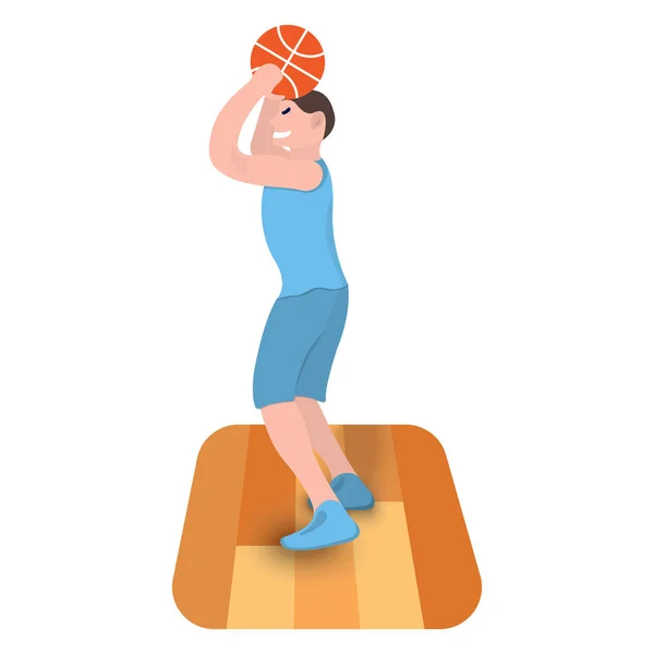バスケットボール選手のアイコン。白い背景にスポーツラベル。キャラクター漫画スタイル。ベクトルイラストレーション — ストックベクタ