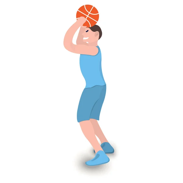 Basketball player icon. Sport label on white Background. Character Cartoon style. Vector Illustration — Stock Vector