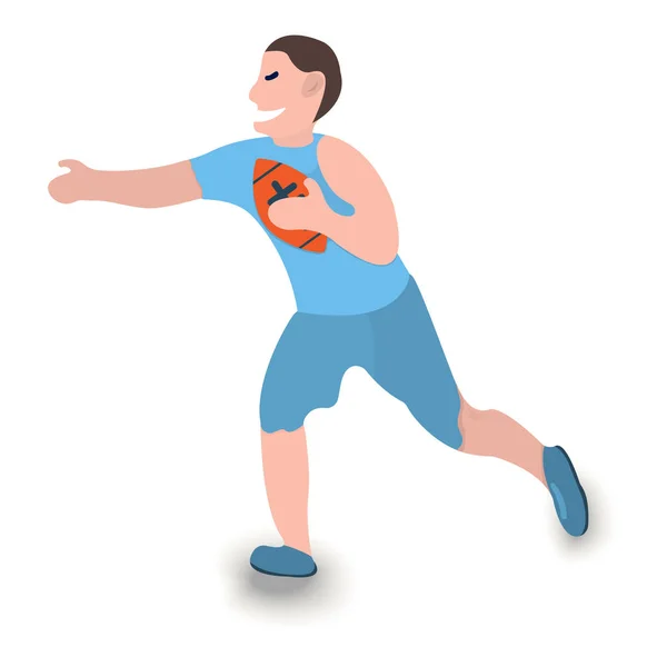 Rugby player icon. Sport label on white Background. Character Cartoon style. Vector Illustration — Stock Vector
