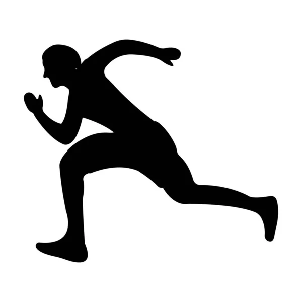Symbolen för löpare. Svart silhuett sport etikett på vit bakgrund. Karaktär enkel stil. Vektor illustration — Stock vektor