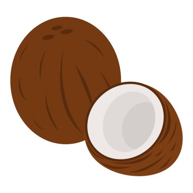 Hindistan cevizi simgesi. Gıda etiketi, Web ve afiş için logo. Karikatür vektör Illustration