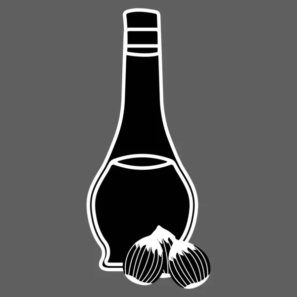 Hazelnootolie pictogram. Olie, vet, voedsel label, logo voor web en banners. Eenvoudige vector illustratie — Stockvector