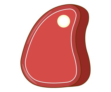 Beyaz Arka Plan üzerinde Et Simgesi. Konsept Gıda Etiketi. Karikatür Vektör İllüstrasyon