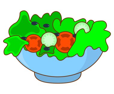 Beyaz Arka Plan üzerine Yeşil Kase Simgesi. Konsept Gıda Etiketi. Karikatür Vektör İllüstrasyon