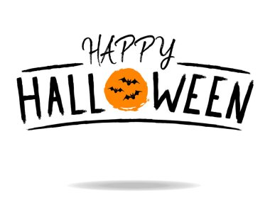 Yarasa ve turuncu Circle ile Mutlu Cadılar Bayramı. Kavram Etiketi, Afiş, Sanat, Simge. Karikatür Vektör İllüstrasyon