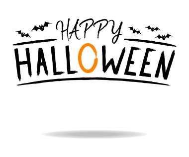 Yarasa ve turuncu Circle ile Mutlu Cadılar Bayramı. Kavram Etiketi, Afiş, Sanat, Simge. Karikatür Vektör İllüstrasyon