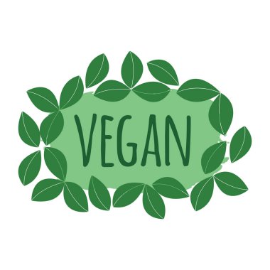 Vegan etiket. Sağlıklı ve organik gıda. Yazı tipi fırça ile. Gıda intoleransı sembolleri ve rozetleri. Vektör çizim simgesi