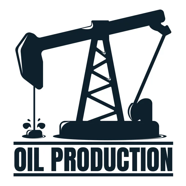 Etiqueta de producción de aceite con gota de aceite. Desarrollo y extracción de petróleo. Producción mundial de petróleo. Oil Business Symbol, Icon and Badge (en inglés). Ilustración simple de vectores — Vector de stock