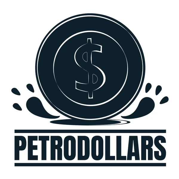 Petrol Damla ile Petrodollars etiket. Petrol Geliştirme ve Çıkarma. Dünya Petrol Üretimi. Petrol İş Sembolü, Simge ve Rozet. Basit Vektör çizimi — Stok Vektör