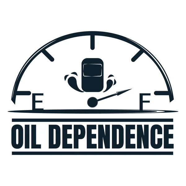 Метка "Нефтяная зависимость". Разработка и добыча нефти. Мировое производство бензина. Символ нефтяного бизнеса, икона и значок. Простая векторная иллюстрация — стоковый вектор