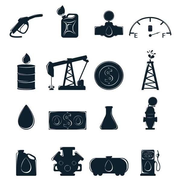 Sada obchodních štítků Vývoj a těžba ropy. Světová produkce benzinu. Olejový BIZ symbol, ikona a odznak. Jednoduchá vektorová ilustrace — Stockový vektor