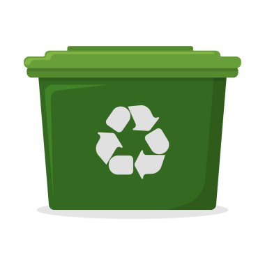 Çöp kutusu ve Tank Simgesi. Çöp tenekesi beyaz arka planda. Çöp Kutusu Sembolü, Simge ve Rozet. Çizgi film Vektör illüstrasyonu