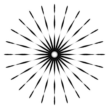 Retro Güneş Patlaması Şekli. Vintage logo, etiketler, rozetler. Vektör desi