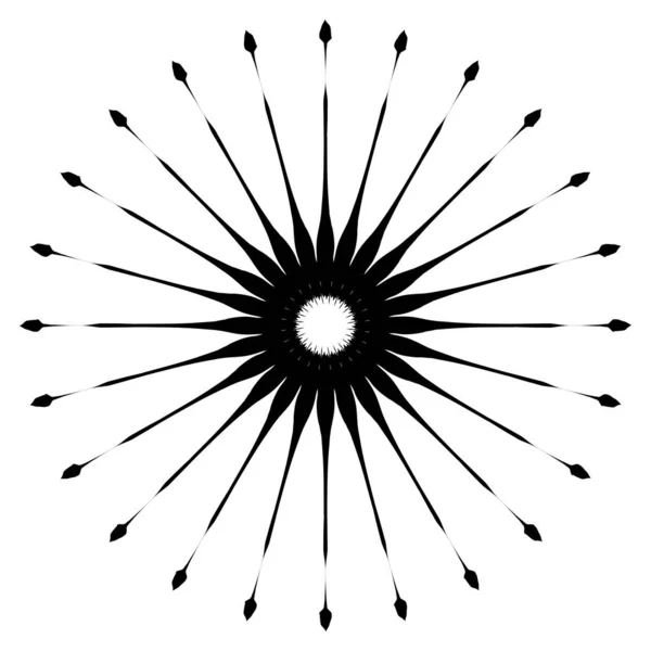 レトロな太陽のバースト形状。ヴィンテージロゴ、ラベル、バッジ。ベクトル・デイ — ストックベクタ