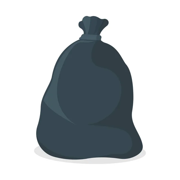 Ikona pytle na odpadky. Černá taška na odpadky na bílém pozadí. Symbol, ikona a odznak. Cartoon Vector illustration — Stockový vektor