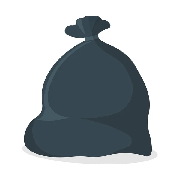 Icono de la bolsa de basura. Bolsa de basura negra sobre fondo blanco. Símbolo, icono e insignia. Dibujos animados Vector ilustración — Vector de stock