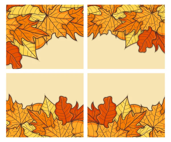 Set van Leaf Concept Banner. Bladval achtergrond. Herfstsymbool, Pictogram en Badge. Cartoon Vector illustratie — Stockvector