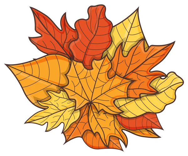 Bladbegreppsikonen. Leaf Fall Bakgrund. Höstsymbol, ikon och bricka. Tecknad vektor illustration — Stock vektor