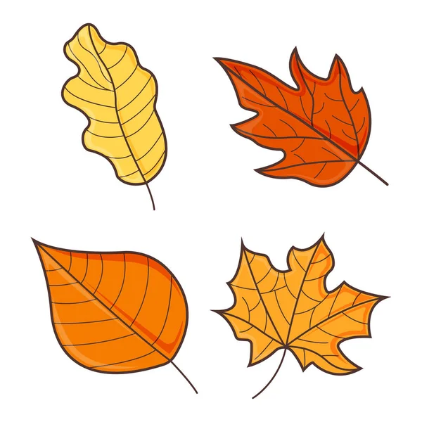 Bladbegreppsikonen. Leaf Fall Bakgrund. Höstsymbol, ikon och bricka. Tecknad vektor illustration — Stock vektor