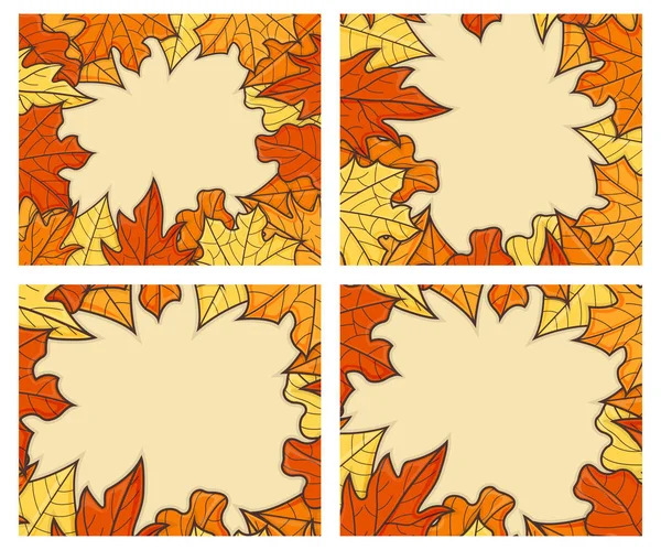 Uppsättning Leaf Concept Banner. Leaf Fall Bakgrund. Höstsymbol, ikon och bricka. Tecknad vektor illustration — Stock vektor