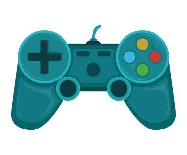 Çevrimiçi oyunlar için Gamepad malzeme donanımı düz vektör illüstrasyon, beyaz izole. Kişisel bilgisayar ve oyun konsolu için aygıt.