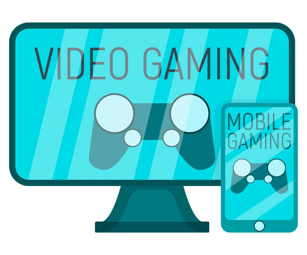 Dispositivo Concepto Videojuego Monitor Juego Profesional Gamepad Icono Juego Móvil — Vector de stock