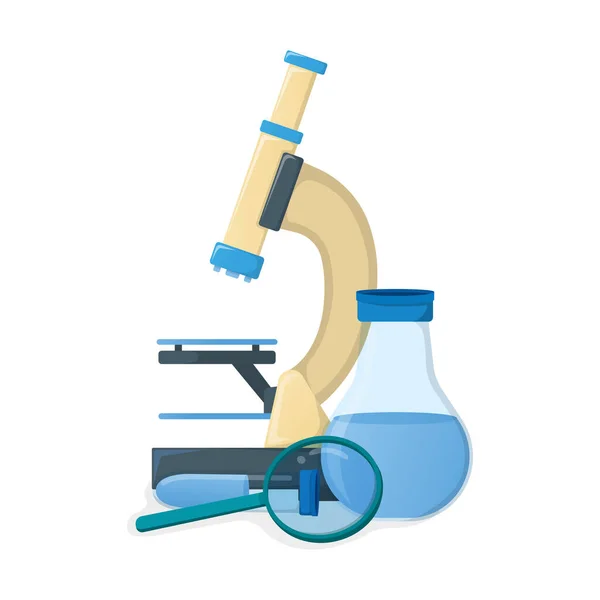 Microscope School Science Flask Icon Isolated White Cartoon Vector Illustration — Stock Vector