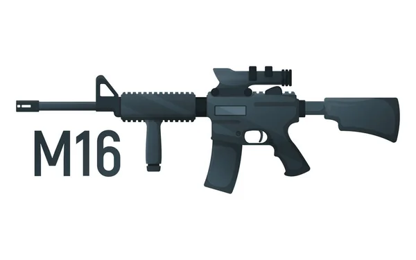 Fusil Militaire Américain Avec Icône Autodéfense Concept Arme Automatique Illustration — Image vectorielle