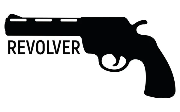 Revolver Silhouette Pistol Icon Self Defense Weapon Concept Simple Black — Stock Vector