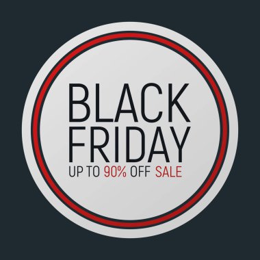 Kara Cuma olay afişi ve broşürü, büyük satış izni yazı tipi vektör illüstrasyonu. Tasarım reklamı% 90 kapalı promosyon etiketi, sezon alışveriş günü.