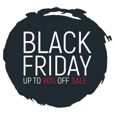 Kara Cuma olay afişi ve broşürü, büyük satış izni yazı tipi vektör illüstrasyonu. Tasarım reklamı% 90 kapalı promosyon etiketi, sezon alışveriş günü.