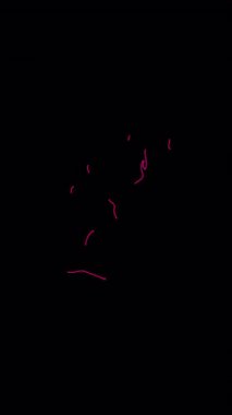 Pembe renkli neon iki aşk ikonu vuruşu. Düğün Günü aşk ikonu. Bir çizgi çizilecek ve parlak bir çizgiyle çizilecek. Neon 2 kalp sınır döngüsü şeffaf arkaplanda izole edildi